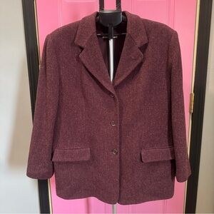 Vintage Norm Thompson Burgundy‎  Blazer Classic Wool Jacket